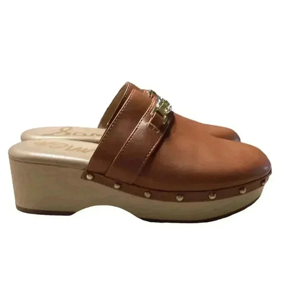 Sam Edelman Mule Clogs Shoes Women 8.5 39 Brown Kaye Vegan Leather Studs NEW - Picture 4 of 9